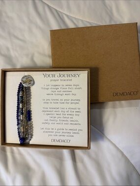 Demdaco Your Journey Multi-Strand Beaded Bracelet in Blue and Gold Tones